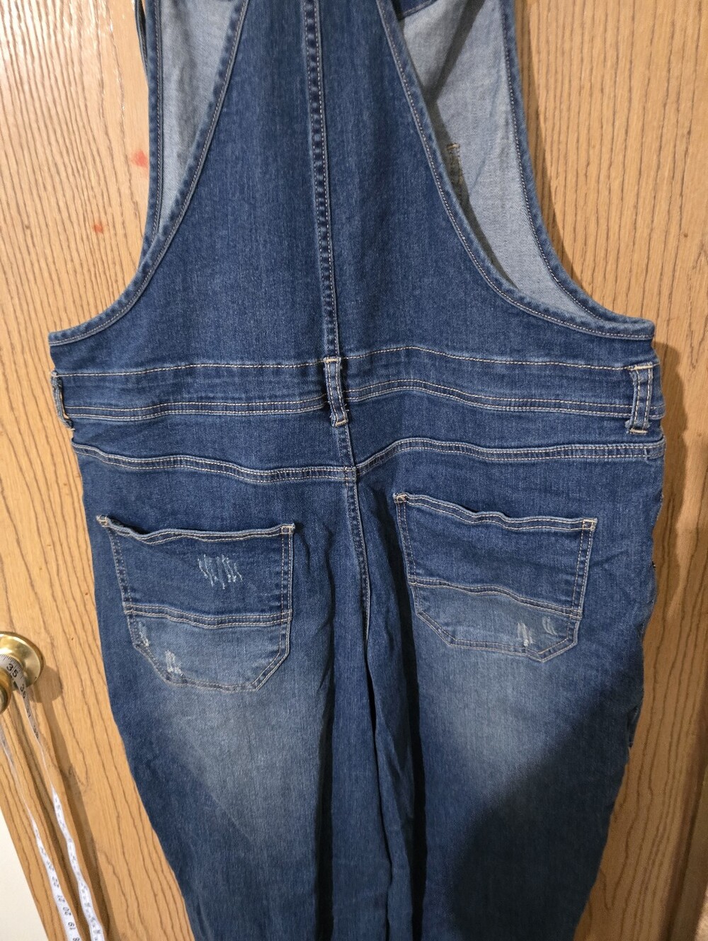Dark Blue Denim Button-Front Overalls - Picture 3 of 6